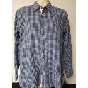 John Varvatos USA Men's Blue White Plaid Shirt  Size Large